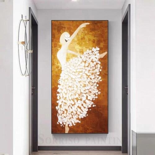 Abstract Dancing Girl Vertical Hallway Oil Canvas Painting Wall Art Posters And Prints Pictures Living Room Home Corridor Decor
