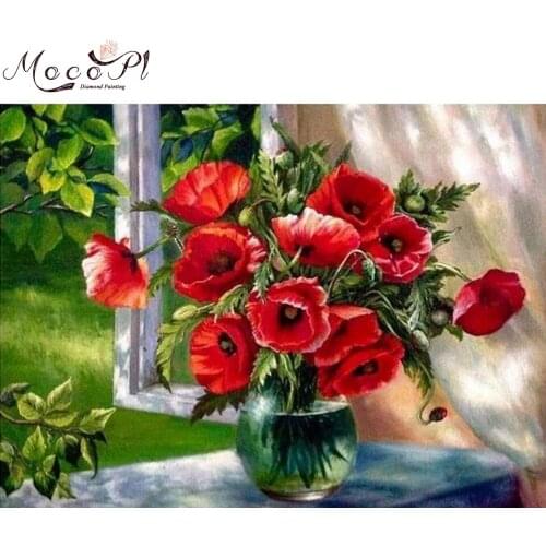 Red Flower,Diamond painting,5D,Cross Stitch,Full,Diamond Embroidery,Round/Square,Needlework,Diamond Mosaic,DIY,Gift,Home Decor