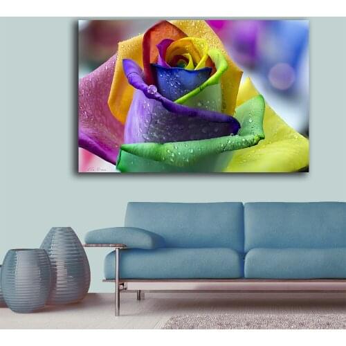 Large Size colored Rose closeup 2 Wall Art Paiting Canvas Home Decor Wall oil Painting Print Nice wall picture for living room