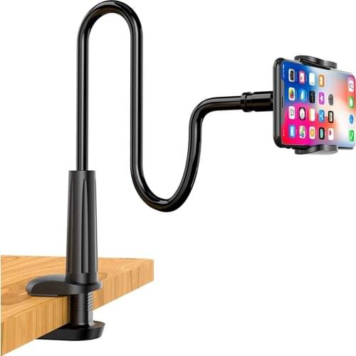 Phone Holder Stand Bed Gooseneck Mount Flexible Arm 360 Holder for Phone Clip Adjustable Bracket Clamp Iphone Tripod for Desk