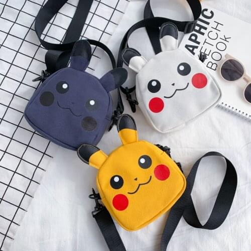Pokemon Pikachu Childrens Shoulder Bag Messenger Bag Cartoon Anime figure Baby Adult Canvas Bag Parent-child Bag Birthday Gifts