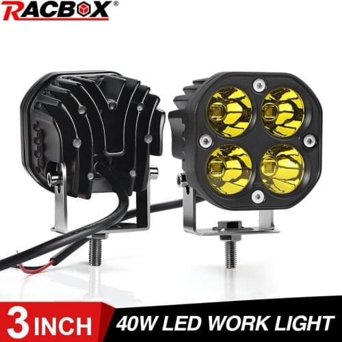 3 inch Led Work Light Bar 12V 24V Car Motorcycle Tractors Driving Lights Yellow White Square Spotlight Offroad ATV Roof lamp