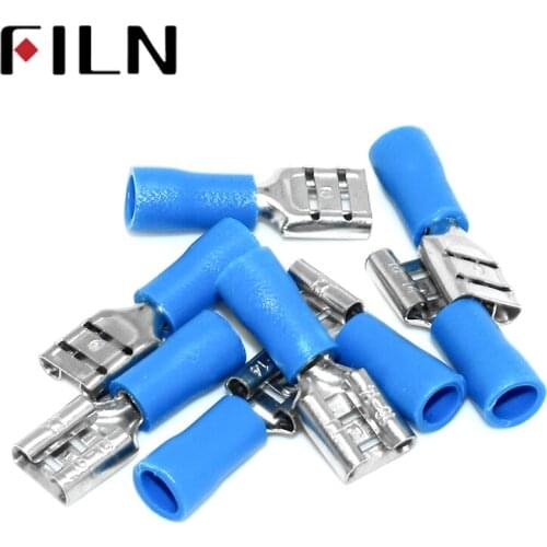 FDD2-250 Female Insulated Electrical Crimp Terminal for 1.5-2.5mm2 wire Connectors Cable Wire Connector Terminal AWG 16-14