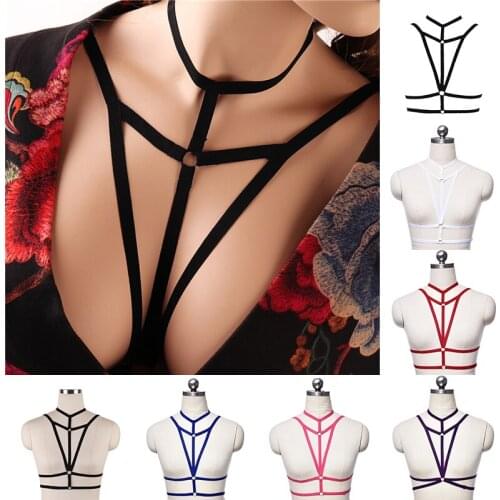 Gothic chest tight-fitting drawstring colorful polygonal bra halter neck beauty bust Harajuku harness event festival costume