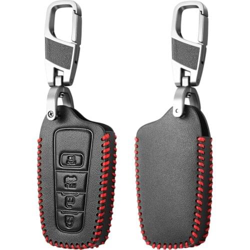 Leather Key Case For Toyota Camry CHR Corolla RAV4 Avalon Land Cruiser Prado Prius 2018 2019 2020 Remote Fob Cover 4 Button