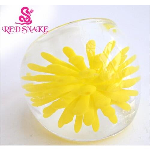 RED SNAKE Fashion Ring Handmade Lemon yellow with flower Translucent Murano Glass Rings