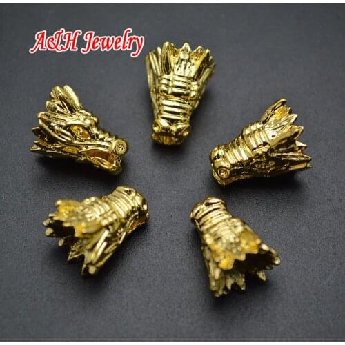 High Quality Gold Color Dragon Head End Beads Fashion Bracelets Making Materials