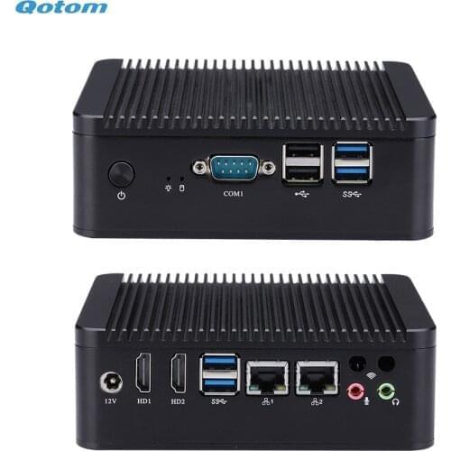 Qotom Mini PC Celeron 3855U 3865U Processor onboard Dual HD Video Ports Portable Home Office Desktop Computers