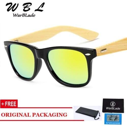 WarBLade Bamboo Sunglasses Men Polarized Classic Square Sun Glasses Mirror Reflective With Lens Eyewear Male Glasses 2019