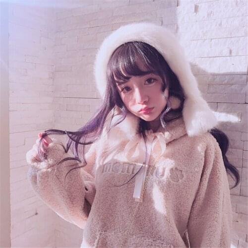 KEQI Bobon21 Princess sweet Hoodies do a little cute adorable bear ear soft hooded embroidery hoodies coat can be lamb T1562