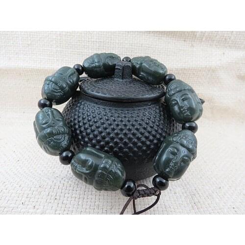 Natural hand-carved Guanyin first jadeite bracelet bracelet Yu symbol goood lucK Buddha Bracelet