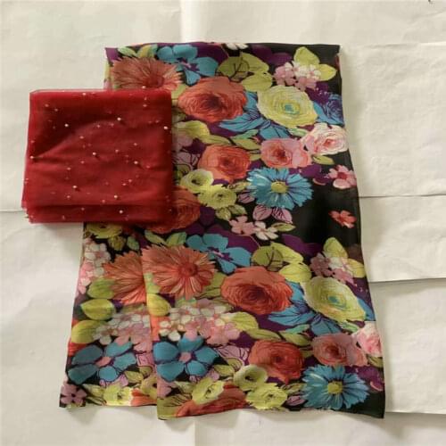 New arrival hot selling high quality fashion printed silk chiffon fabric 5 yards and 2 yards swiss voile lace tissu! LXF6719