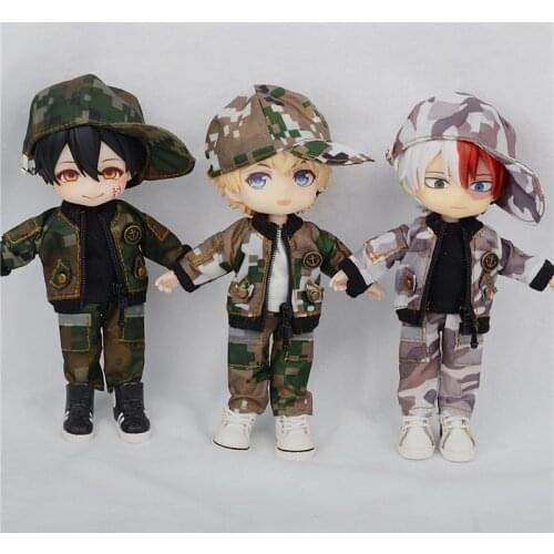 Ob11 baby clothes hat military uniform pants three-piece suit 1/12 doll clothes BJD Doll Accessories obitsu 11 clothes
