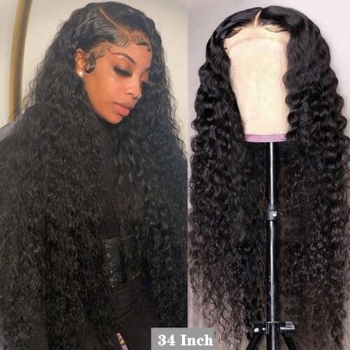 Brazilian 13x4 Deep Wave Frontal Wig 32 34 Inch Curly Human Hair Wigs For Women Wet And Wavy Water Wave Hd Full Lace Front Wig