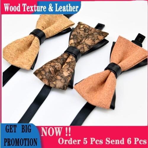Cork BowTies True Wood Surface Fabric Casual Mens Handmade Wooden Bow Tie Gravatas Corbatas Butterfly Cravat Party Ties for Men