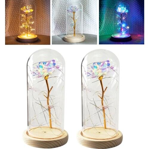 Romantic Eternal Light Rose Flower Rose Enchanted Flower with LED Light in for Christmas Valentines Day Mother Gift
