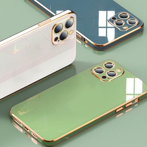 Luxury Plating Square Frame Case for iPhone 12 11 Pro Max 12 Mini XR X XS 7 8 Plus SE 2020 NEW Original Soft Silicone Back Cover