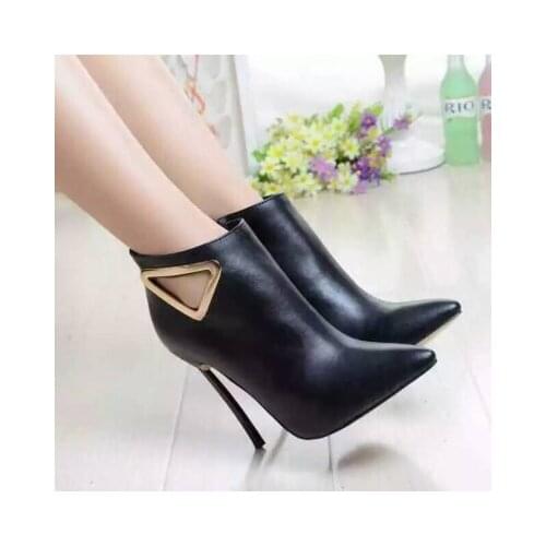 New Winter Sexy Leather Boots for Women with 12cm Metal Spikes and Heels