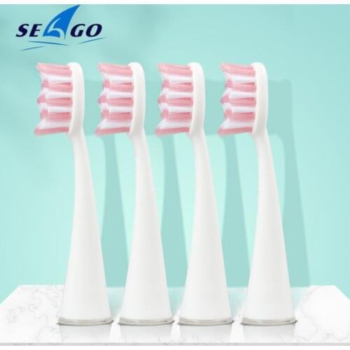 SEAGO 4pcs/pack Replacement Brush Heads Fits for SG986/SG987 Best Electric Toothbrush Replaceable Toothbrush Head Soft Bristles