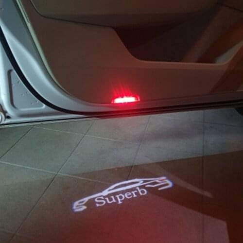 Car Door Welcome Light Logo Projector Ghost Shadow Light For Skoda Superb LED door step courtesy laser projector light 2009-UP