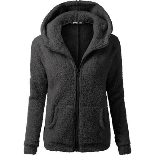 High Quality Women Fleece Hoodies Autumn Winter Hooded Long Sleeve Zipper Thicken Coat Outwear Sudaderas Jacket Sweatshirts Lady