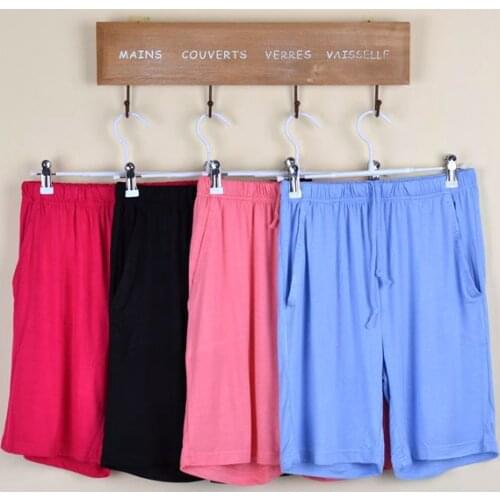 Womens Modal Pantalones Cortos Mujer Verano de Moda 2020 Large Size Loose Pajamas Pants Solid Color Beach Pants Sleep Shorts