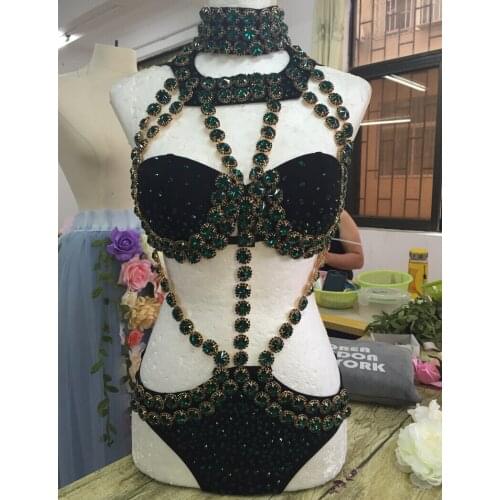 2018 women New fashioin rhinestone female singer nightclub bar ds lead dancer sexy diamond costume stitching womens bodysuit