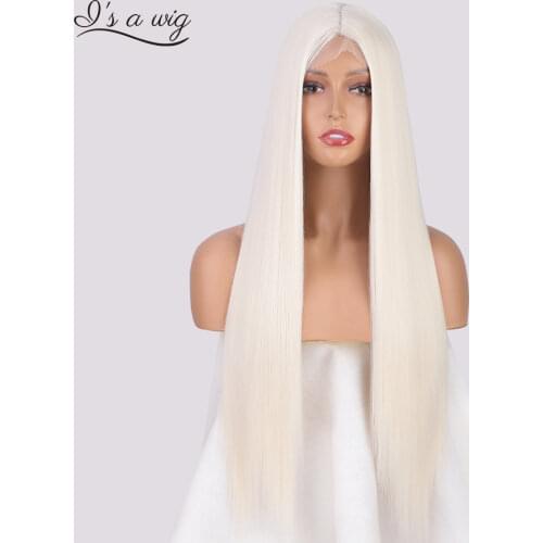 Is a wig Long Straight 60 613 Synthetic Blonde Wigs for Women Middle Part Cosplay Purple Red Brown Wig Fake Hair