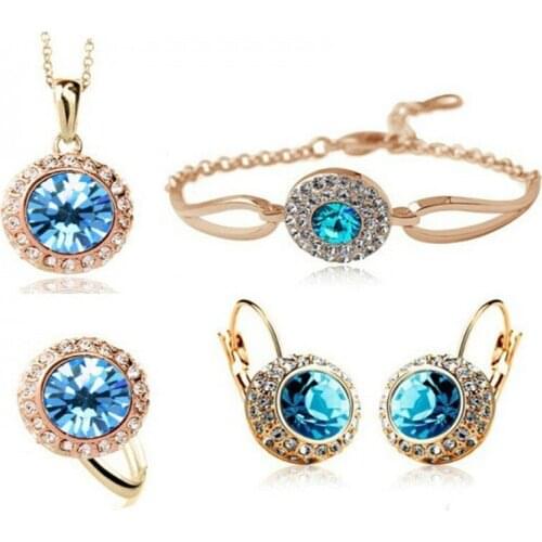 Gold color Rhinestone Crystal Romantic Moon Crystal Weddings Jewelry Sets Wholesales Fashion Jewelry for women