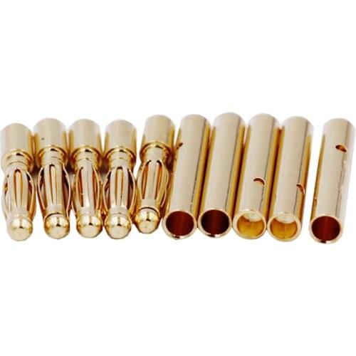 10 Pairs 2.0mm Gold Plated Male & Female Bullet Banana Plug Connector for ESC Battery (5 Male + 5 Female) 20%off