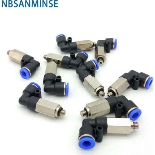 10Pcs/lot PLL M5 1/8 1/4 3/8 1/2 Extended Male Elbow Air Fitting Pneumatic PU PA tube Fitting NBSANMINSE