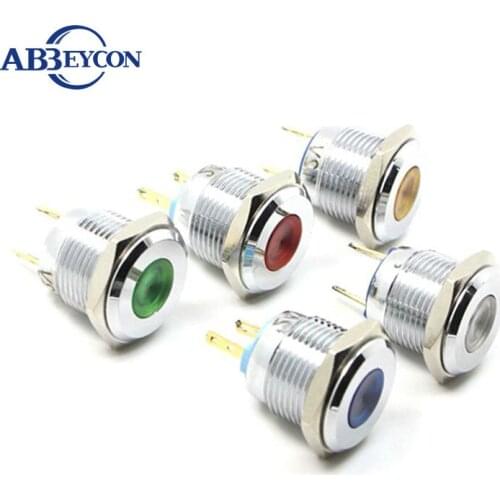 16mm led illuminated Rohs CE Waterproof 12V Led Indicator, Led Signal Lamp pilot light