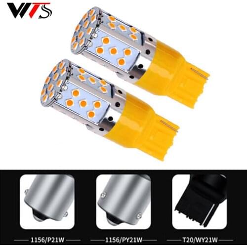 2pcs 1156 BA15S P21W PY21W Daytime Running DRL T20 LED signal Lamp BAU15S Canbus No Error 7440 Car Turn Signal Light Yellow Bulb