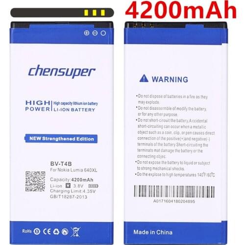 2pcs/BV-T4B 4200mAh Battery for Nokia Microsoft Lumia 640XL RM-1096 RM-1062 RM-1063 RM-1064 RM-1066 Lumia 640 XL