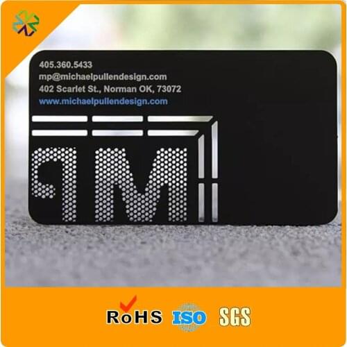 250pcs/lot)Laser cut 304 stainless steel matte black printable laser cut matte metal business card silk printing plated print