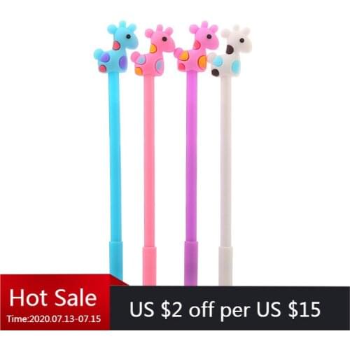 24 Pcs Creative Wapiti Neutral Pen Cute Learning Stationery Cartoon Silicone Head Water-based Signature Pen