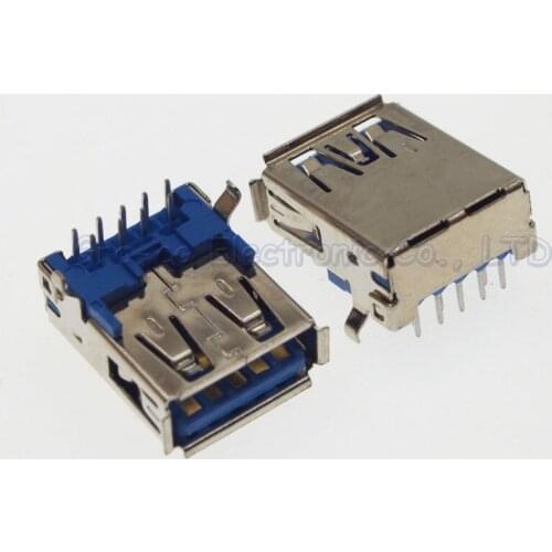 50pcs/lot 3.0 USB Female Interface 3.0 High Speed AF 90 degree Socket Interface