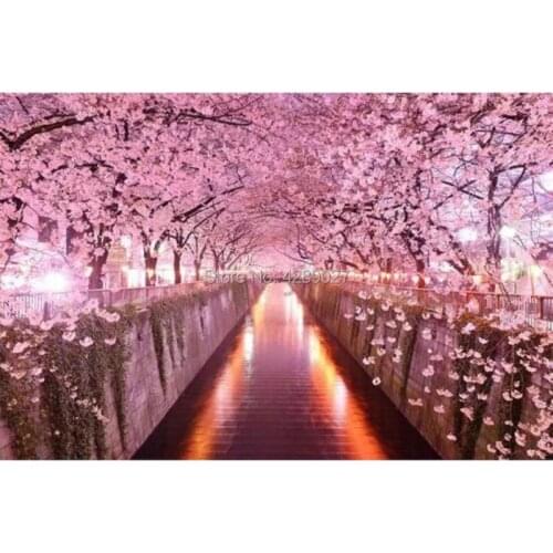 DIY Diamond Embroidery Cherry Tree Landscape Diamond Painting Kit Beads Cross Stitch Pictures Diamond Mosaic Painting Rhinestone