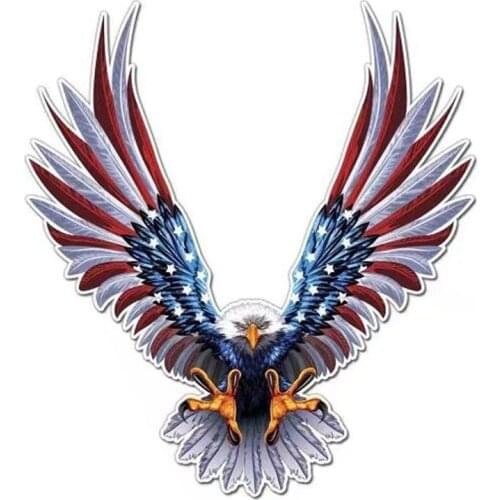 AU05 -Car Decal Flying Hawk Auto Truck USA Eagle PET Flag Sticker Hood Decals