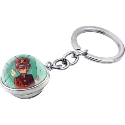 Anime Jibaku Shounen Hanako-kun Keychains Toilet-Bound Hanako Kun Double Side Glass Ball Key Chain Cosplay Jewelry Gift