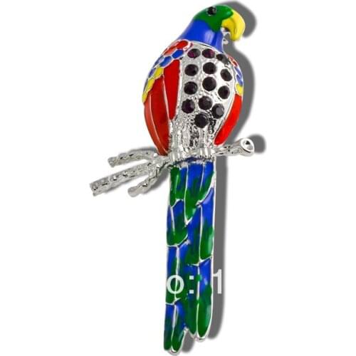 Fashion Cheap Costume Jewelry Rhinestone Brooch upscale drip parrot brooches Wholesale Bird Crystal Broches Pins X0807