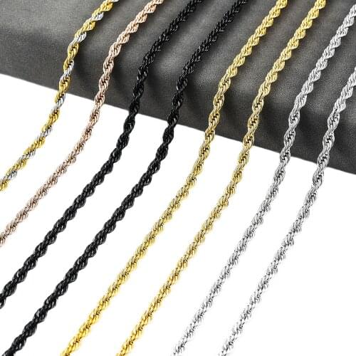 Titanium Steel Rope Chain Gold Stainless Steel Necklace For Women Men Fashion Multiple Colour Chain Jewelry Gift