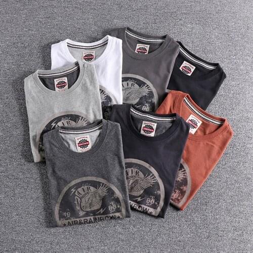 Cotton Printed European and American hip hop trend young mens slim short sleeve T-shirt bottom Tee wholesale tops