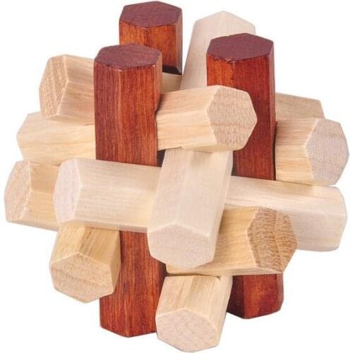 Classic Quality IQ Wooden Brain Teaser Burr Puzzles Game for Adults