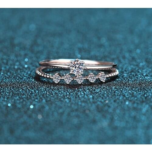 Passed Diamond Test Excellent Moissanite Ferrule Ring 925 Sterling Silver Perfect Cut 0.1Ct Gem Ring Fashion for Women Luxury