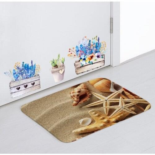 Beautiful Beach Welcome Doormat Shell Starfish Conch Living Room Bedroom Decoration Floor Mat Bathroom Non-Slip Blanket Gift