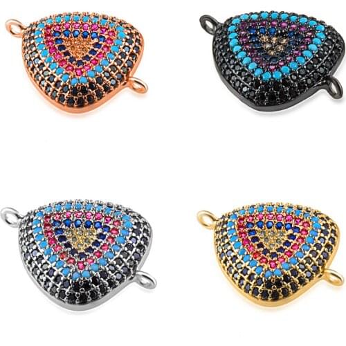 Fashion Classic Triangle Pave Color Crystal Copper Jewelry Accessories Connector DIY Bracelet Anklet Necklace Girlfriend Gift
