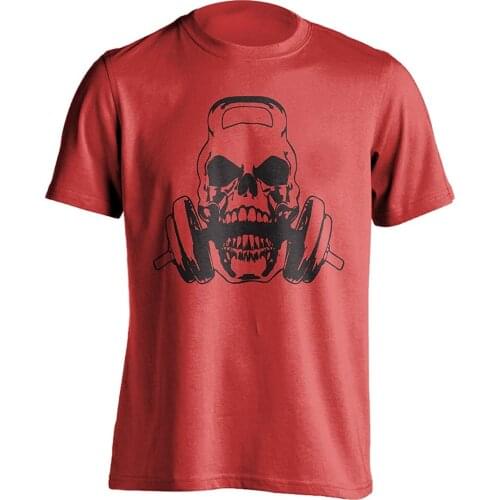 MenS Weight Lifting Skull Gym Athletic Sports Fitness Tee Kettle Bells Cross Fit 2019 New Brand High Quality For Man T Shirts