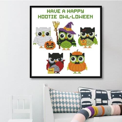 Halloween Owl Chinese Ecological Cotton Cross Stitch Kit 14 CT and 11CT Cartoon Cute Animal Pattern Embroidery Home Decoration