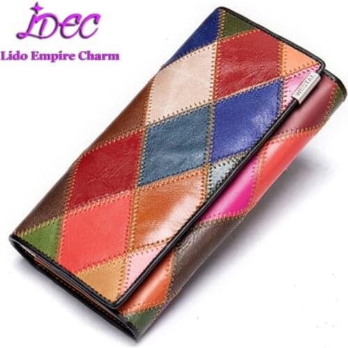 New Fashion Womens Purse Color Stitching Multifunctional Leather Purse Customization